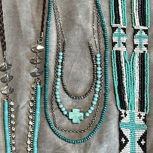 Turquoise cross layered necklace